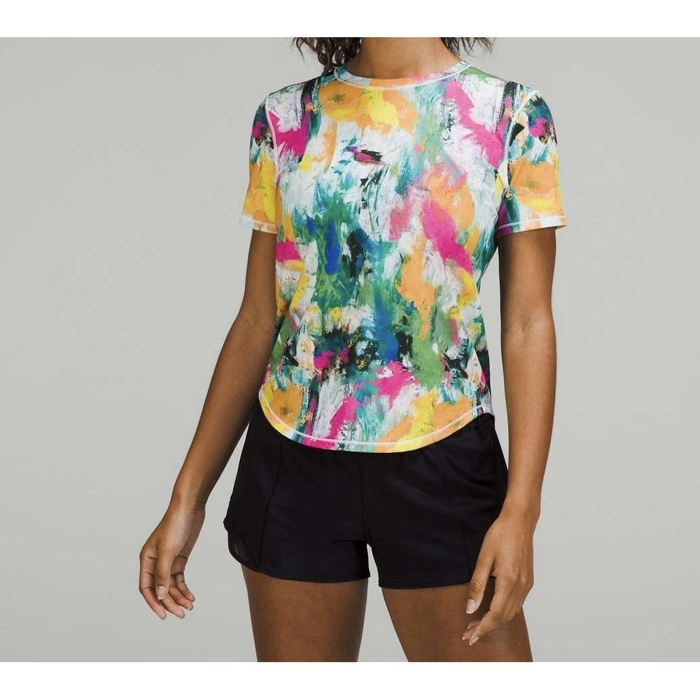 Lululemon High-Neck Running and Training T-Shirt No Limits White Multi Size 6